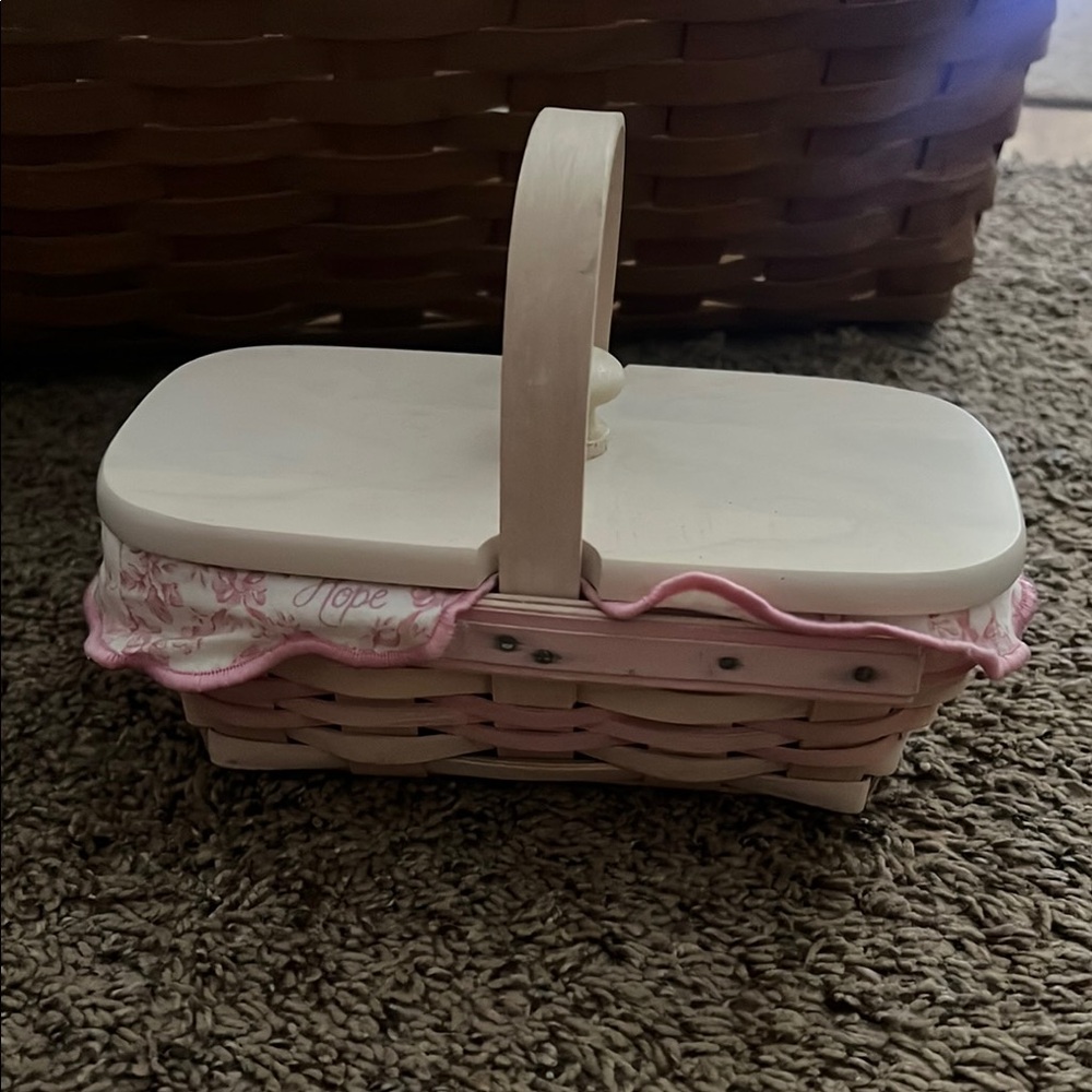 Longaberger Pink and White Basket